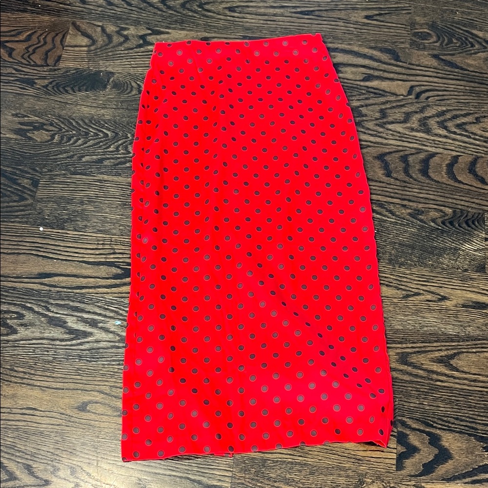 Zara Red and Black Polka Dot Pencil Skirt - Women's size Small - NWOT